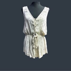 Billabong Cream and Black Striped Romper Size Large